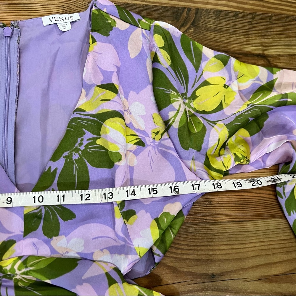 VENUS Long Sleeve Floral Dress in Purple and Green - Picture 4 of 6